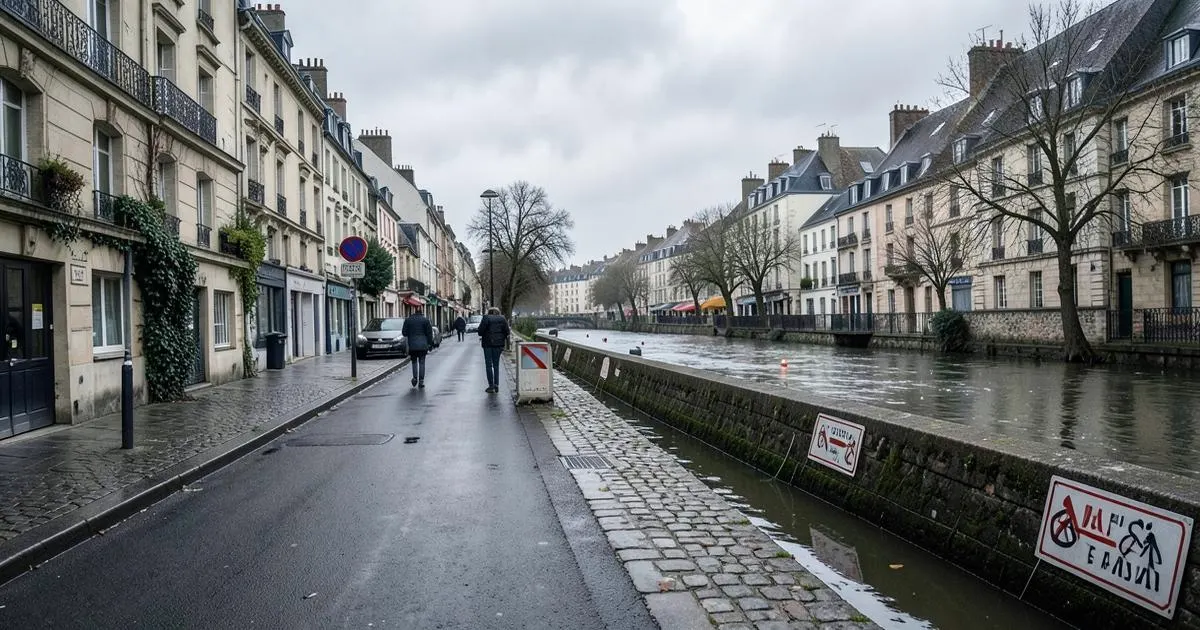 Quais et rue exposés au risque d’inondation à Bourges